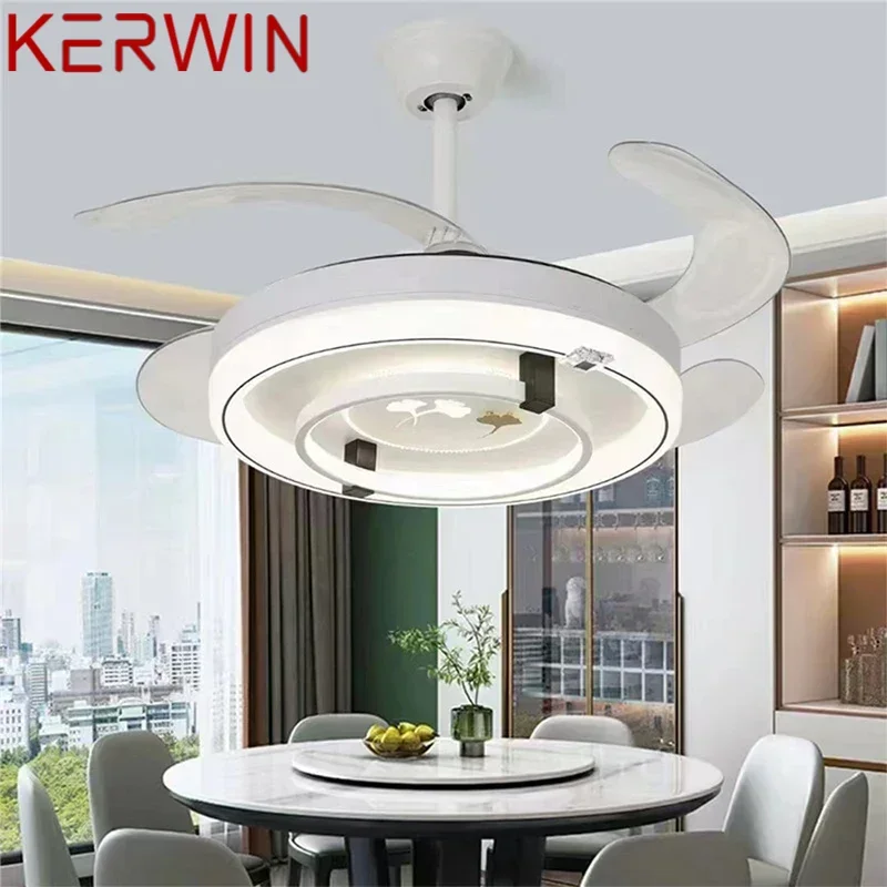 KERWIN Modern Stealth Fan Light LED Living room Restaurant Bedroom Children's room Ceiling Fan Light Remote Electric Fan Light