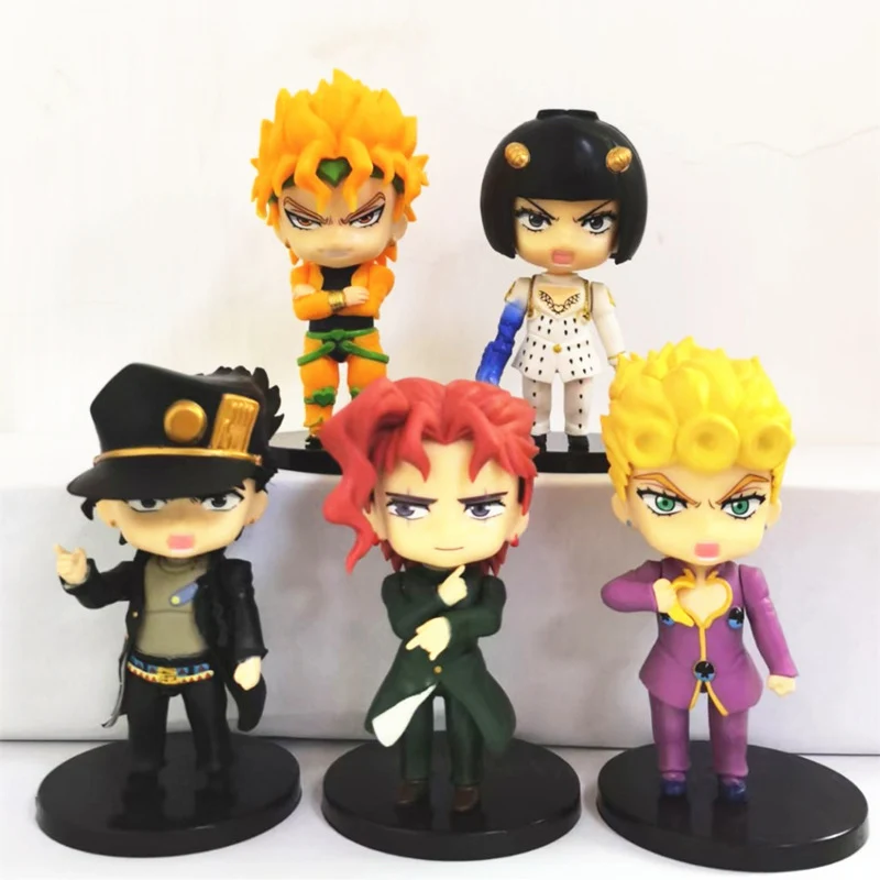 Kawaii 5 Styles Anime Cartoon Jojo Bizarre Adventure Action Figure Q Movable Model Toy Collectibles Gifts Full Set Boy Toy Gifts