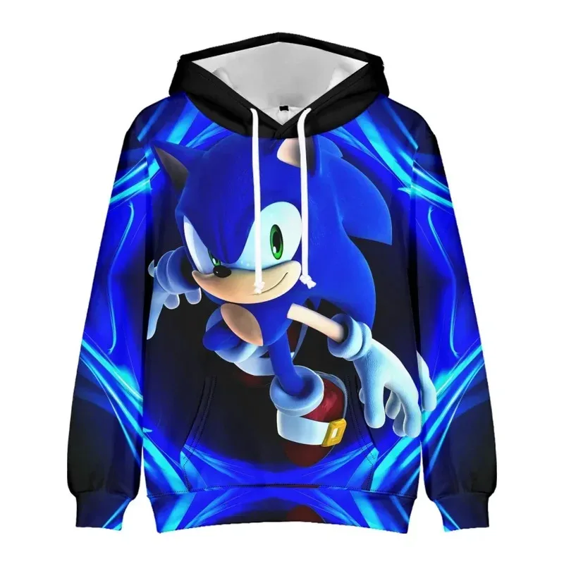 Conjunto de pareja con estampado de Sonic de dibujos animados, Sudadera con capucha a la moda, conjunto de pantalones deportivos geniales de talla grande europea y americana