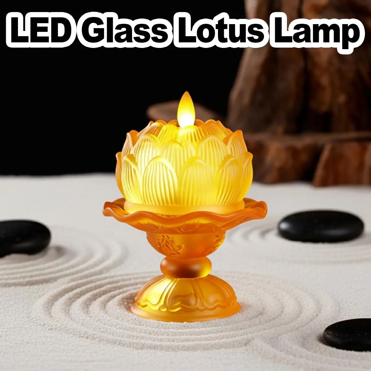 Electronic Lotus Lamp For Buddha Lamp Flickering Portable Temple Buddha Light Candle Holder LED Battery Operated Creative