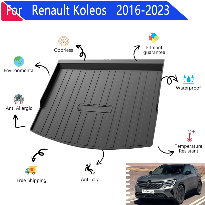 

Коврики для багажника автомобиля для Renault Koleos, аксессуары 2017 2016 ~ 2023, материал для Samsung QM6 TPE, Автомобильный задний грузовой поднос, прокладки для багажника, аксессуары