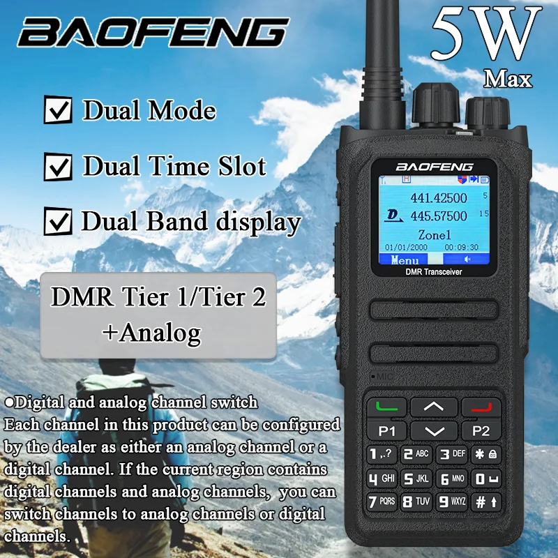 Baofeng DM-1701A Walkie Talkie Open GD77 DMR Mobile Radios Dual Modes Analog And Digital Tier 1+2 Dual Time Slot 3000ch VHF UHF