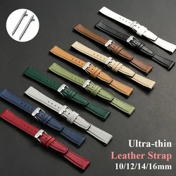 Ultra-thin Leather Watch Band Silicone Wristbelt Soft Leather Bracelet Quick Release Universal Watchband 10mm 12mm 14mm 16mm