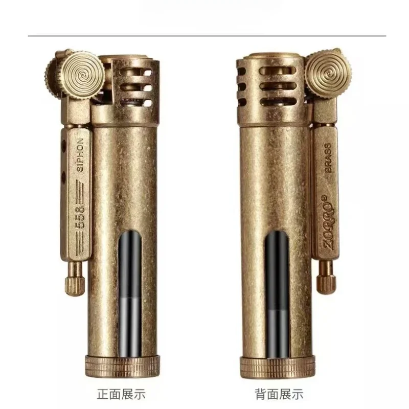 2024 Zorro Retro Petroleum Lighter Transparent Oil Tank Metal Brass Trenches Kerosene Gasoline Oil Cigarette Lighters Men Gift