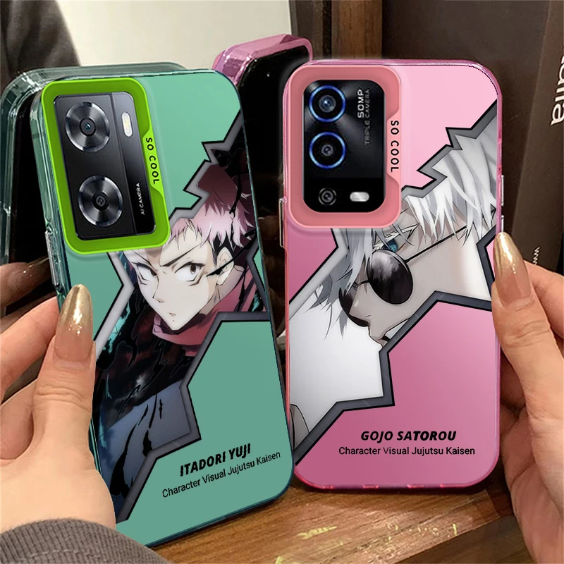 Spell Return Gojo Satoru For OPPO Reno A98 A78 A76 A74 A58 8T 7Z 7 6 Pro 2020 4G 5G Fashion Colorful Silver Phone Case