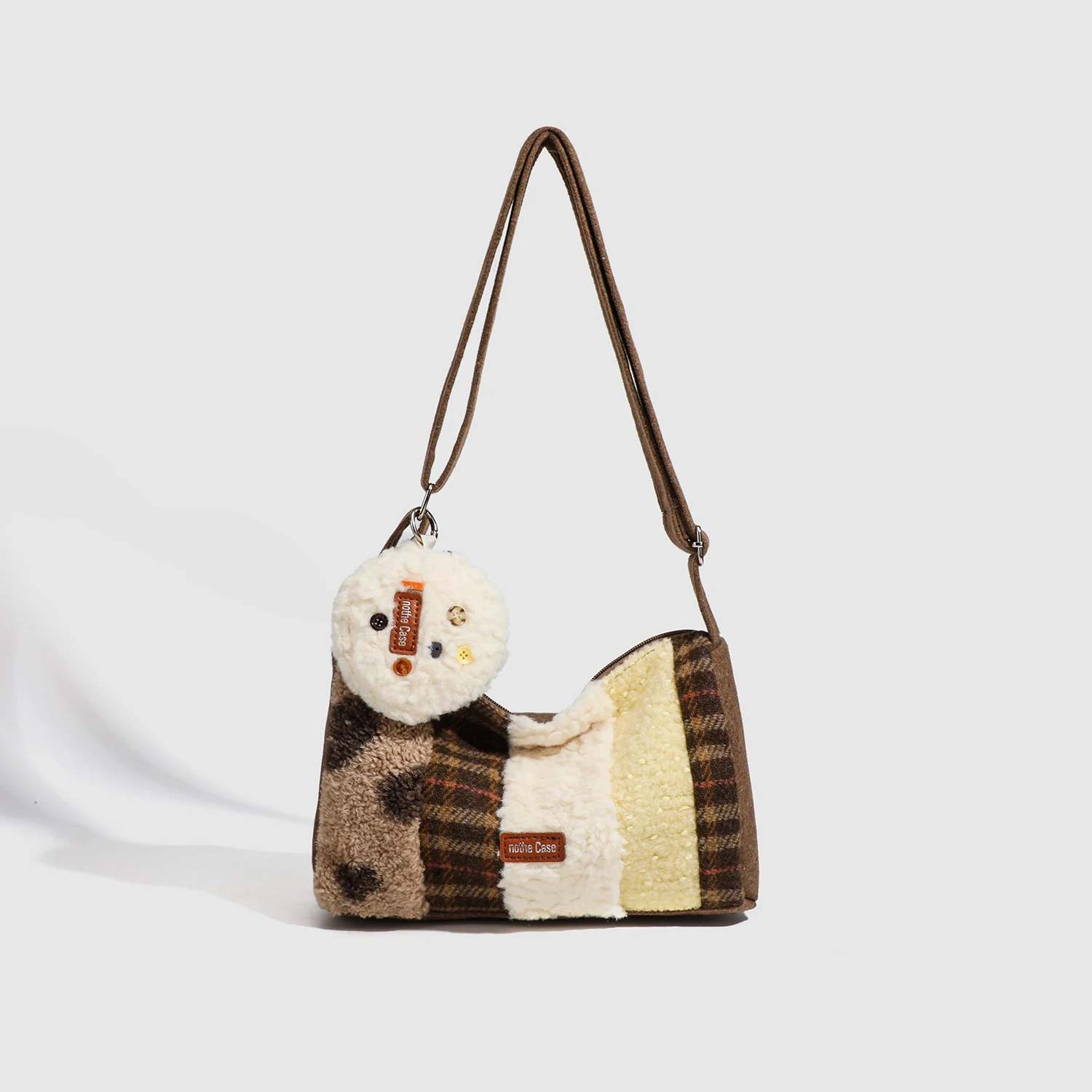 

Cute Casual Japanese Faux Fur Pillow Tote Retro Women's Luxury Design New Patchwork Storage Shoulder Crossbody Bag and Wallet