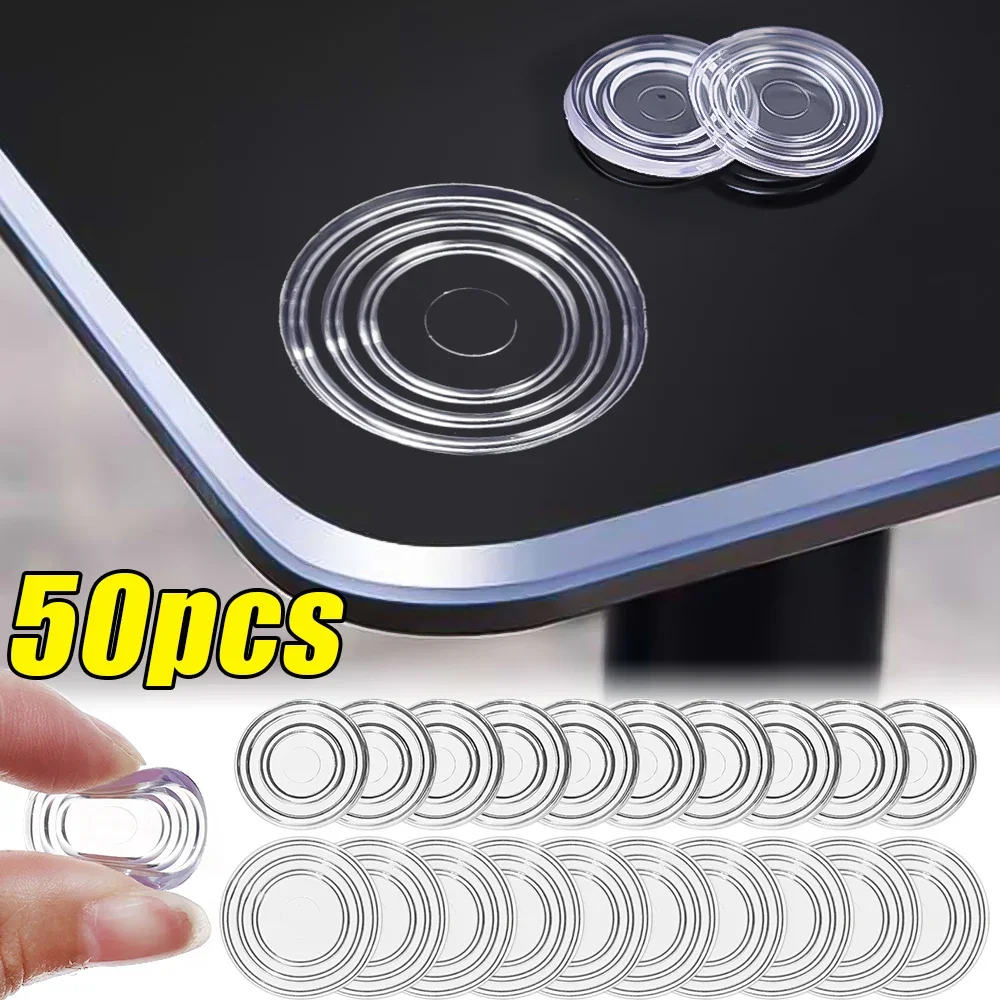 50/10Pcs Furniture Anti Slip Pads Round Glass Table Bumper Non Adhesive Bumpers Pad Soft PVC Suction Pad for Table Glass 18/23mm