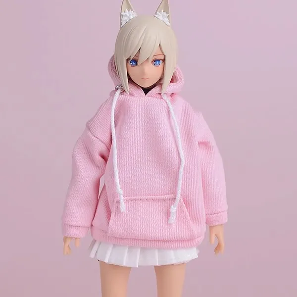 ATStory-Sudadera con capucha para niña, escala 1/12, modelo de ropa compatible con muñecas corporales de figura de acción de soldado Romankey SnailShell de 6 pulgadas