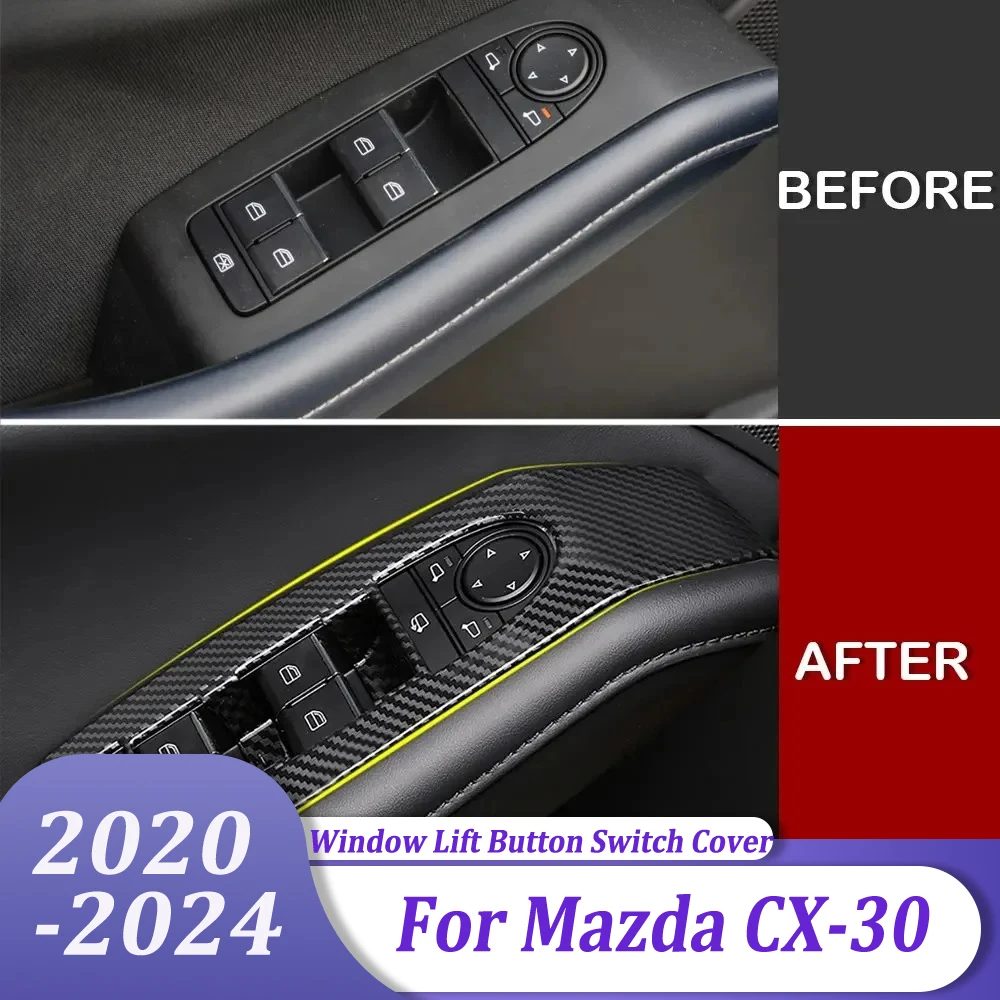 

Window Lift Switch Panel Cover Door Armrest Trim Sticker Car Accessories For Mazda CX-30 CX30 2020 2021 2022 2023 2024