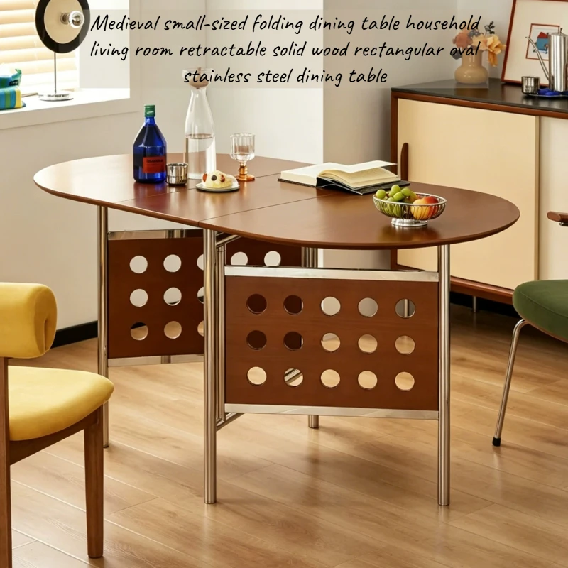 

Wood Extendable Luxury Dining Table Coffee Oval Vintage Chairs 4 Mid Century Foldable Table Chinese Center Home Furniture