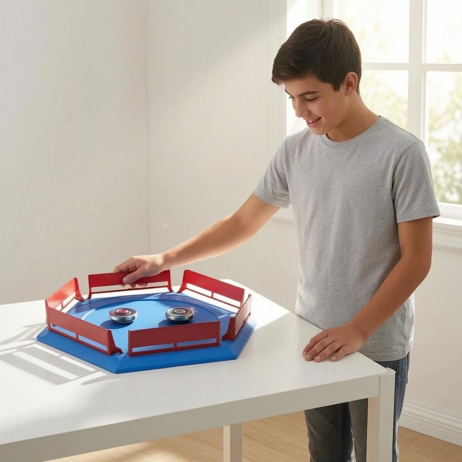 

rotatingTop Arena Slotted Barrier Panels rotatingTop Battle Stadium Hexagonal Battle Tray Raised Side Walls Game Set Boxed