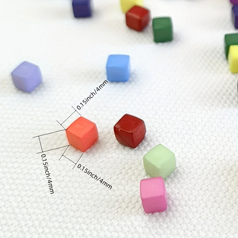 200PCS 4x4mm Small Cube Colorful Acrylic Mosaic Stones DIY Handmade Children's Creative Decoration Accessories Stickers