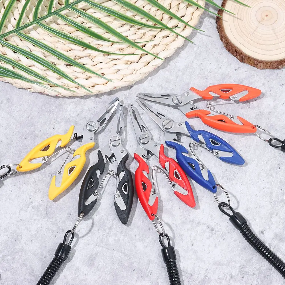 Outdoor with Lanyard Multi-function Bait Line Cutter Fishing Pliers Stainless Steel Scissor Hook Removers