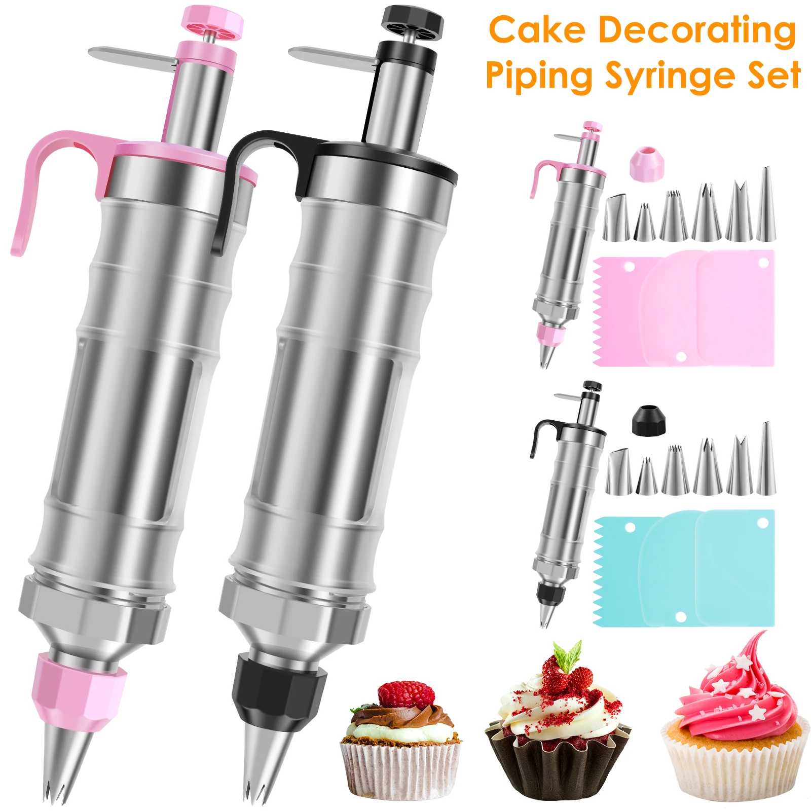 Icing Decoration Gun Set Dessert Decorating Syringe Cake Decorating Tool Cupcake Filling Injector Cake Icing Tool for Baking