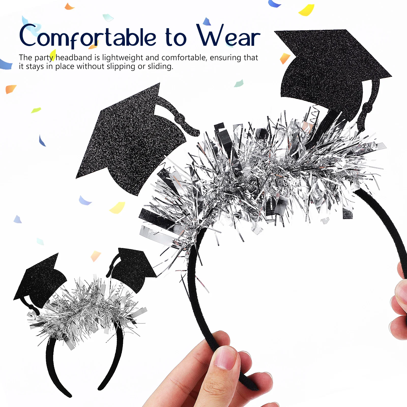 

6 Pcs Sparkling Graduation Hat Decor Strong Felt Material Headbands For Festive Occasions