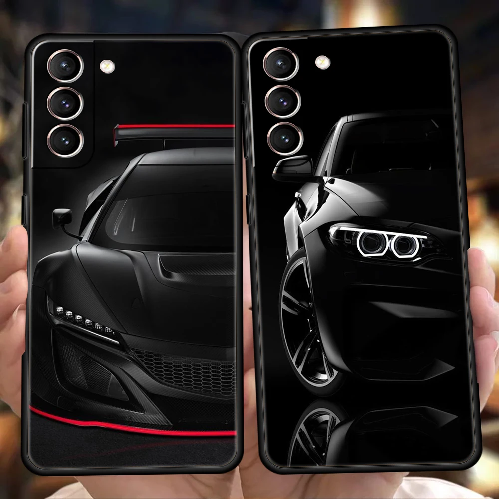 Cool Sports Black Car Phone Case for Samsung Galaxy S24 S23 S22 S20 S21 FE Ultra S24 S23 S10 S10E S9 S8 Plus 5G Silicone Shell