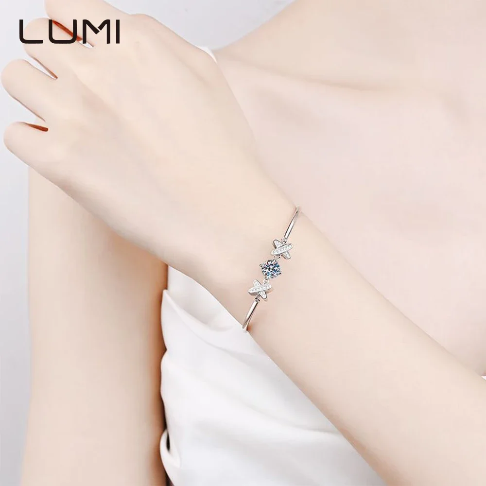 

Big Hit 1CT VVS1 Moissanite Bowknot S925 Silver Bracelet for Lady Party Anniversary Birthday Present Engagement Jewelry