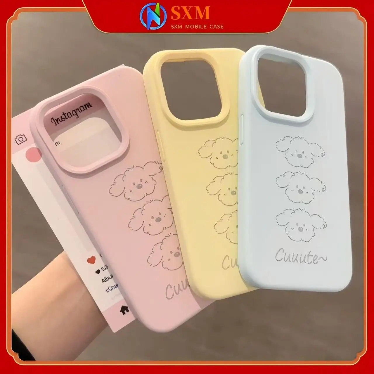 

Подходит для мобильных телефонов Apple с тремя чехлами для телефонов с собачьей головой.