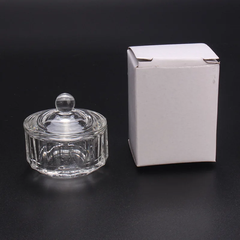 クリスタルガラス製ダッペンディッシュカップホルダー蓋付きボウルネイルアートアクリル用液体パウダーエイリアンクリスタルネイルエンハンスメント八角形カップ