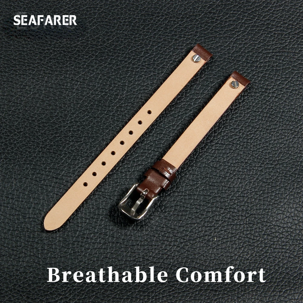 Correa de reloj para Fossil ES4340 ES4119 ES4000, pulsera de cuero genuino con tornillo, banda pequeña de moda para mujer, 8mm