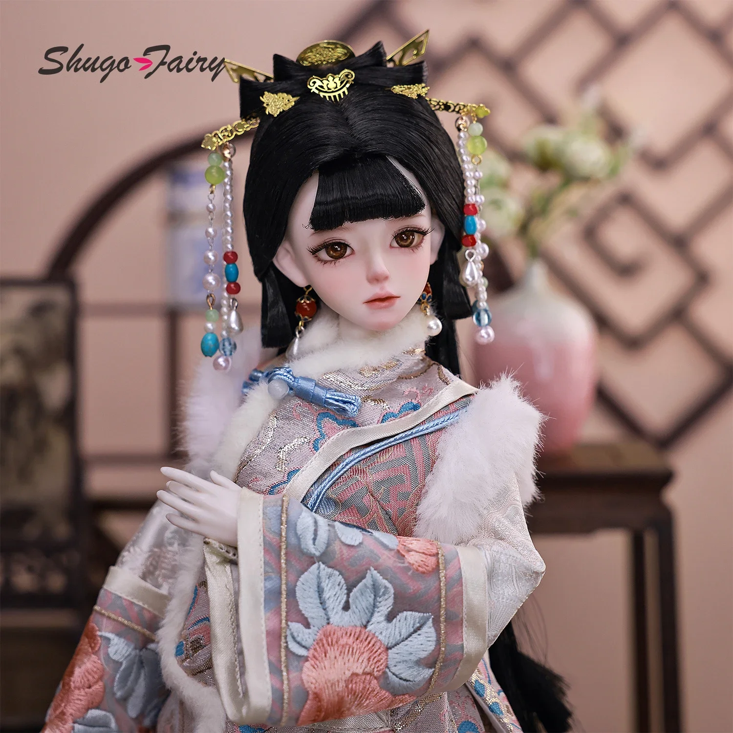 ShugaFairy Delia 1/4 Bjd Dolls Fullset Original Winter Chinese Style Court Small Chest Elf Resin Bjd Full Doll Real Size