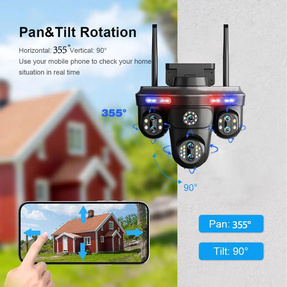 7 Lens 4 Screen 35 MP PTZ IP Camera Outdoor 4K30x Zoom Automatic Tracking Wireless WiFi CCTV Security Camera Waterproof