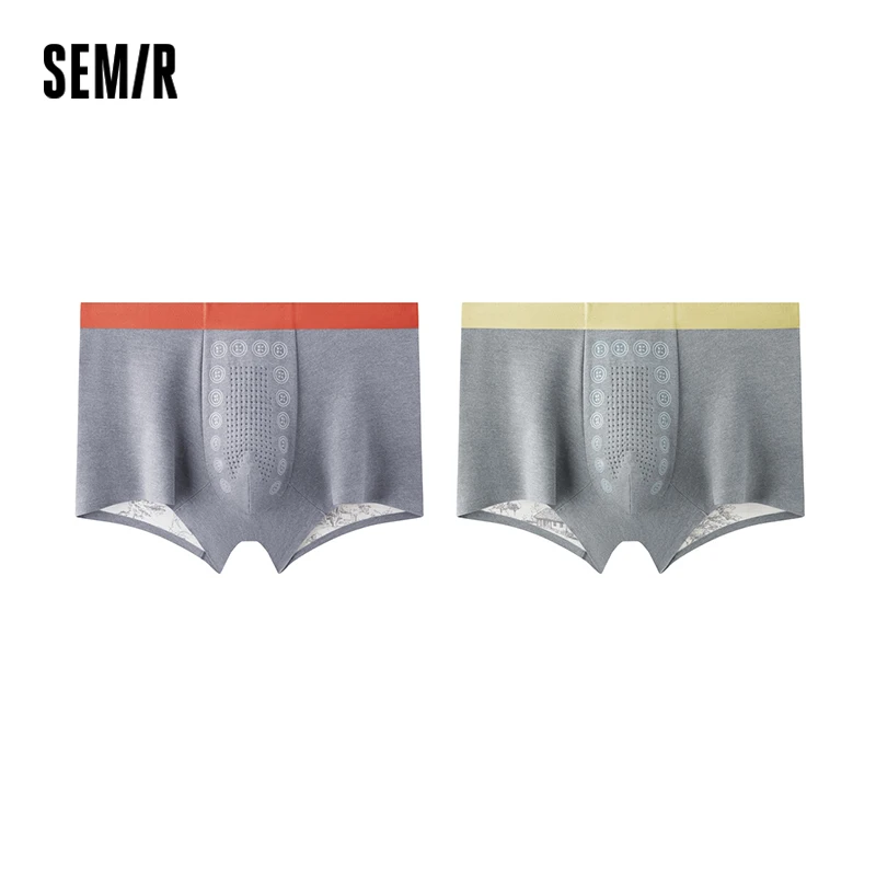 Semir Underwear Men Soft Mulberry Silk Modal Briefs Naked Sensation Seamless Boxer Shorts Men\'s Shorts 2-Pack