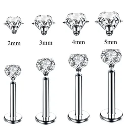 16G 14G Zircon Labret Piercings Lip Stud Rings Stainless Steel Ear Tragus Cartilage Helix Piercing Conch Rook Lobe Stud Earrings