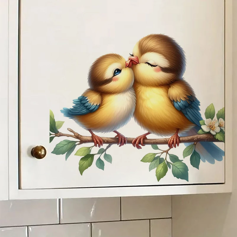 Mama and Baby Bird Sticker,Water-proof & UV-resistant Home Decal for Wall, Bathroom, Cabinet, Door,Toilet, Car, Laptop