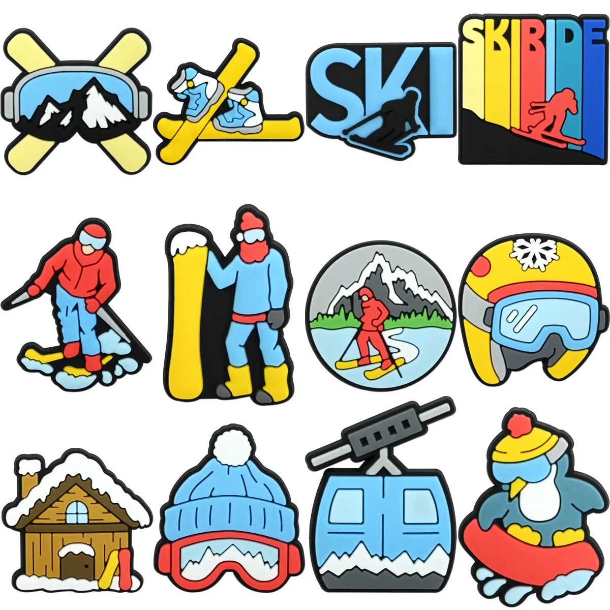 12-100pcs Sports Skating Skiing Shoe Buckle Accessories PVC DIY Sandal Shoes Charms Clogs Pins Decor Kids Man Party Gift