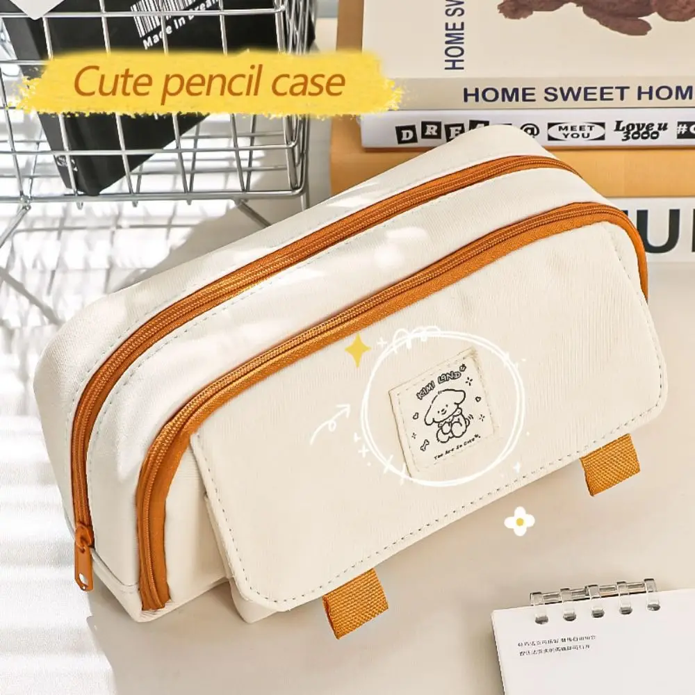 High Quality Canvas Pencil Bag Large-capacity Portable Storage Bag Multi-function Stationery Case Student School Supplies