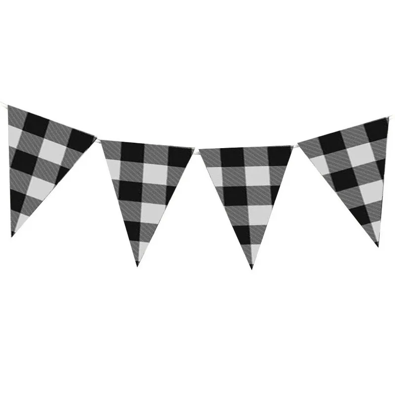 Buffalo Plaid Flag Banner Lumberjack Pennant Banner Lumberjack Birthday Baby Shower Party Decoration Party Supplies