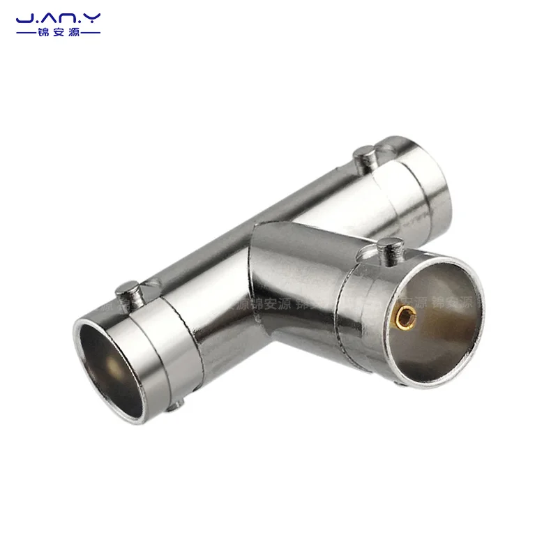 1 piece T-type 75 ohm BNC female three-way RF coaxial distributor Q9 video signal one in two out adapter