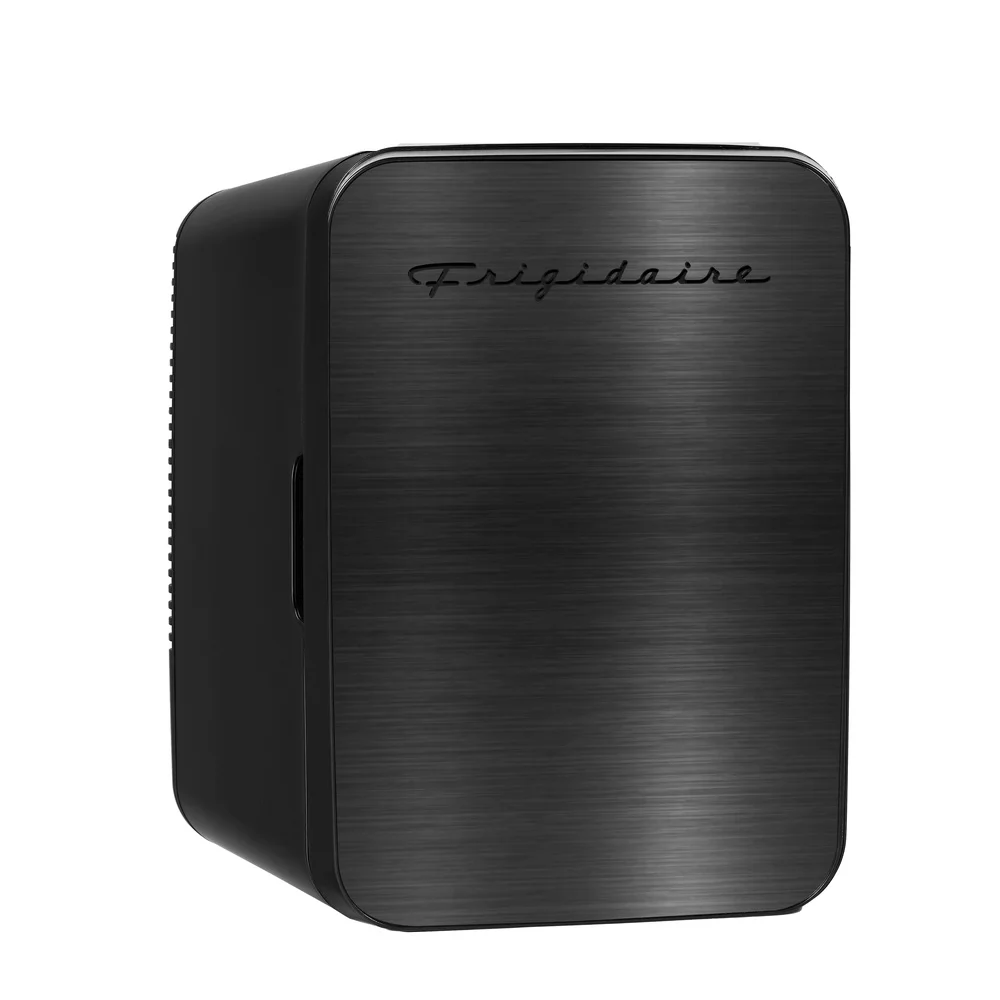 Portable Mini Fridge Cooler 10L 15 Can Capacity Black Stainless Steel Stylish Design Whisper Quiet Thermoelectric Cooling