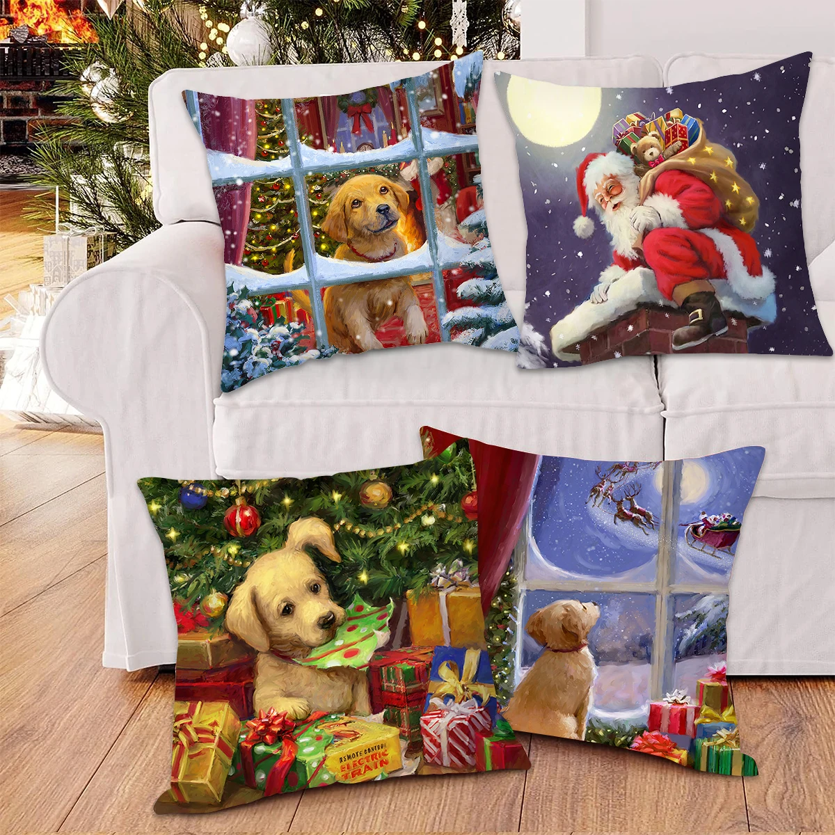 Christmas Cushion Cover Pillowcase Christmas Decorations 2024 for Home Navidad Noel Xmas Gift Christmas Ornaments New Year 2025