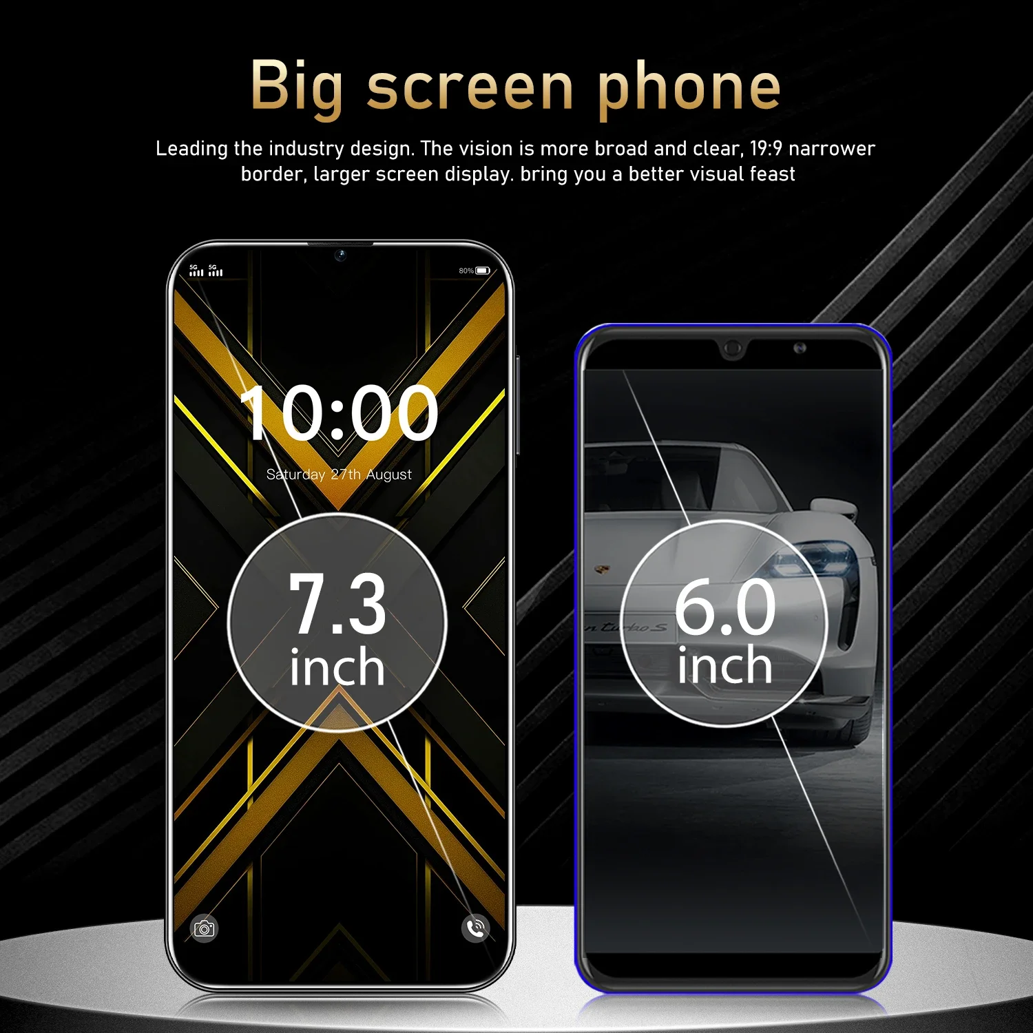 F6 Pro 5G Global Version 7.3HD Screen 16G + 1T 7000Mah Android14 Cellulare Dual Sim Face Unlocked Mobile Phone 108MP Cell Phone