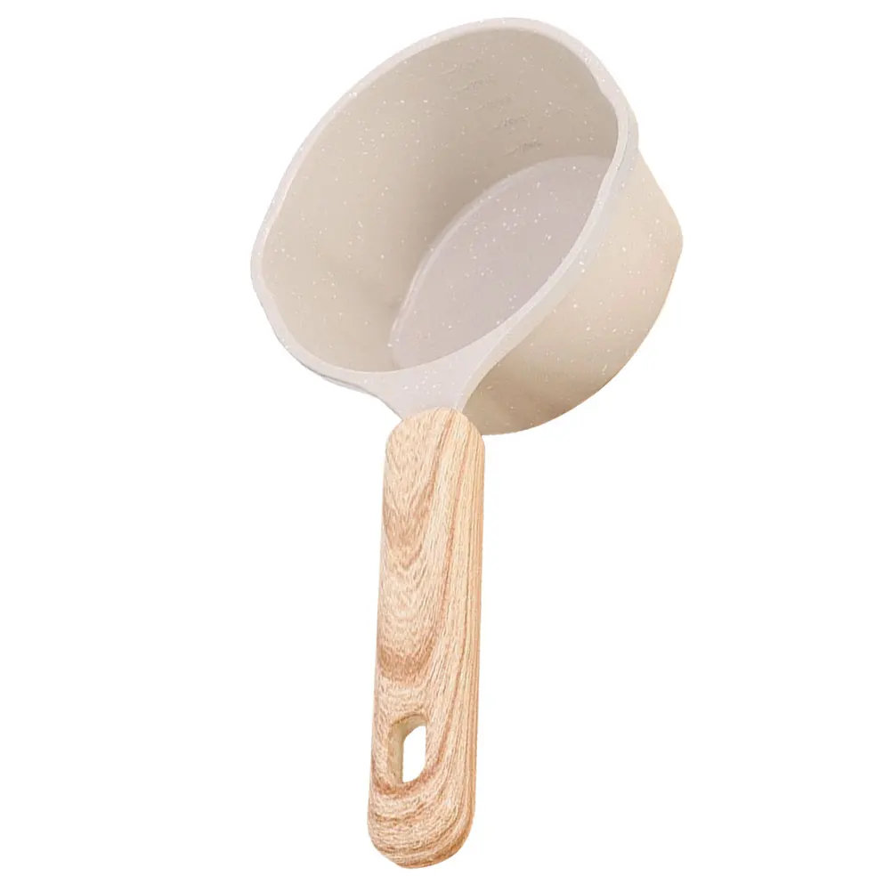 

Thickened Nonstick Milk Pot Butter Melting Saucepan Small Cooking With Handle White Stovetop Portable Oil Pour Spout Mini Metal