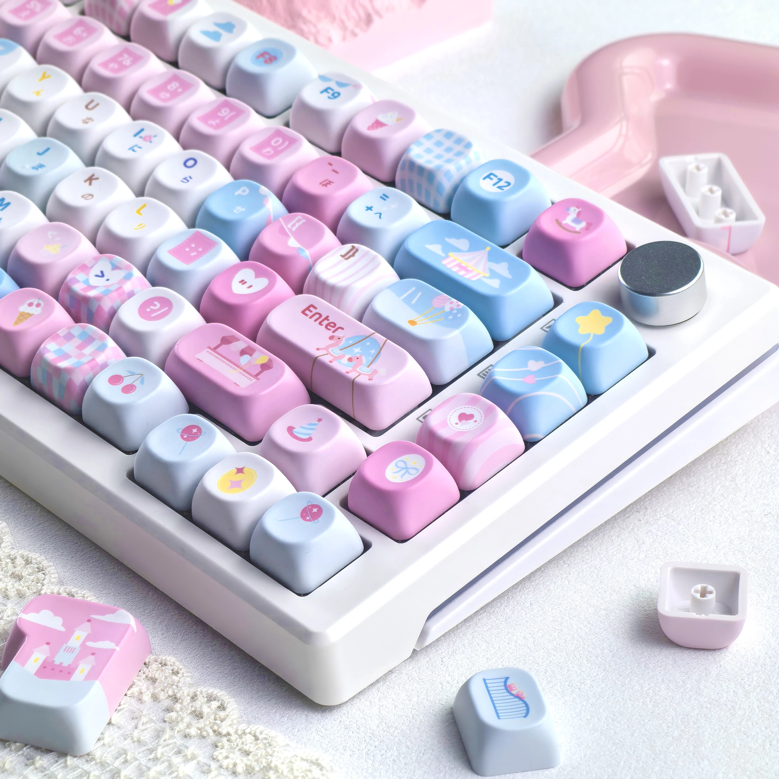 MAIMOOO Russian Korean Keyboard Keycaps Garden Party Cherry Moa Pink Blue Cute DIY Personalized Keycaps