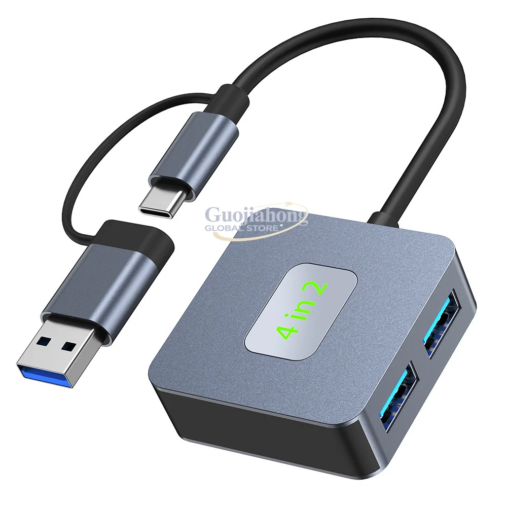 

Cross-border Type-c hub3.2 10gbps Notebook Gen2 Hub USB Interface 2-in-1 Splitter
