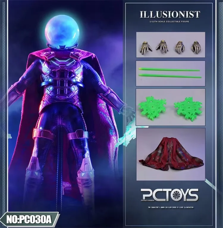 Auf Lager PCTOYS PC030 Sammlerfigur im Maßstab 1:12, Mysterio Quentin Beck Magier, komplettes Set, 6-Zoll-Actionfigur, Modellspielzeug, Geschenke