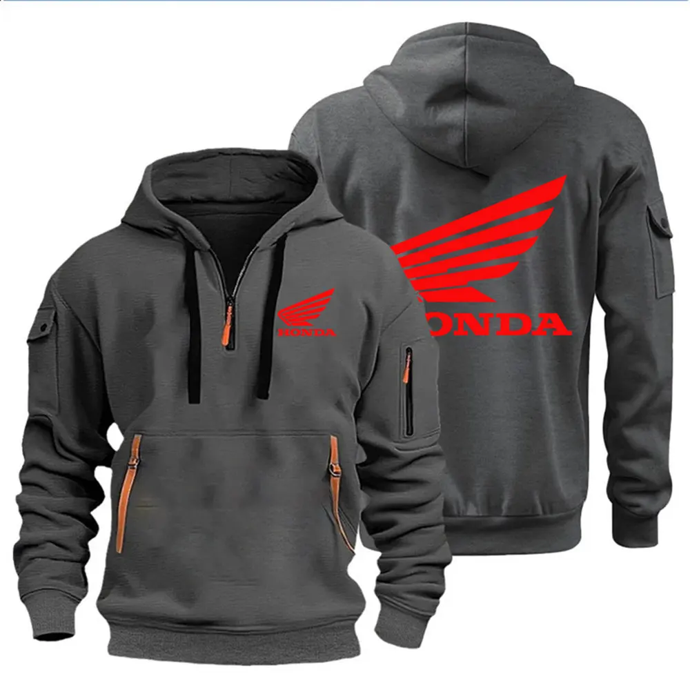 Herenkleding Hoody Hoodie Motorjas Honda Wing Logo Print Sweatshirt Pullover Trendy bikerjack Herfst en winter