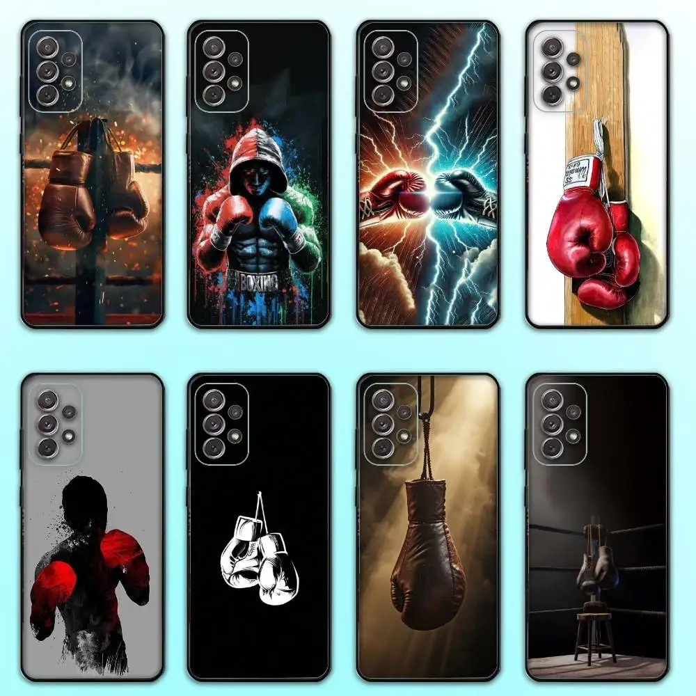 Чехол для телефона с боксерскими перчатками для Samsung S 25,24,23,22,30,21,10,9,Ultra,Plus,Lite,FE,4,5 G, мягкий черный чехол