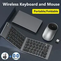 Folding Keyboard and Mouse 2.4G Mini Keypad Bluetooth Wireless Portable Silm Foldable Keyboards for Travel Computer PC iPad