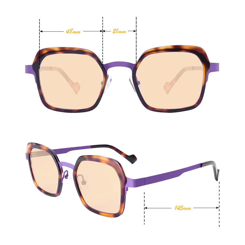 偏光レンズ付きレディース幾何学模様サングラス 高級ツートンフレーム UV400保護 ファッション愛好家向け