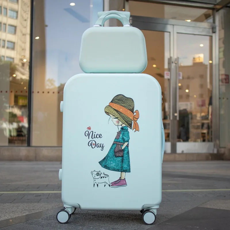 Luggage Case 24 Inch Cartoon Printed Trolley Case, Cute and Lightweight Travel Case Male  Carry on Luggage with Wheels