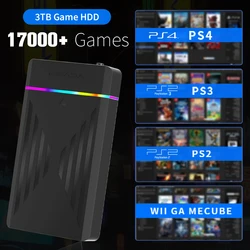 3TB Game Hard Drive With 17000+ Games For PS4/PS3/PS2/Gamecube/Wii/Wiiu/Saturn 3 System in 1 Gaming HDD Plug and Play for WIN PC