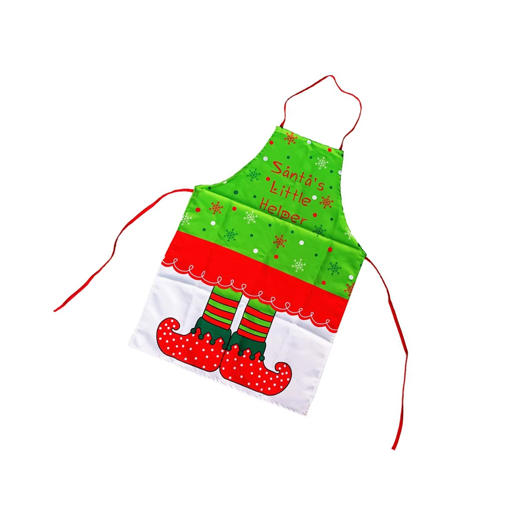 Christmas Elf Pattern Print Apron Women’s Cute Kitchen Apron Xmas Decoration