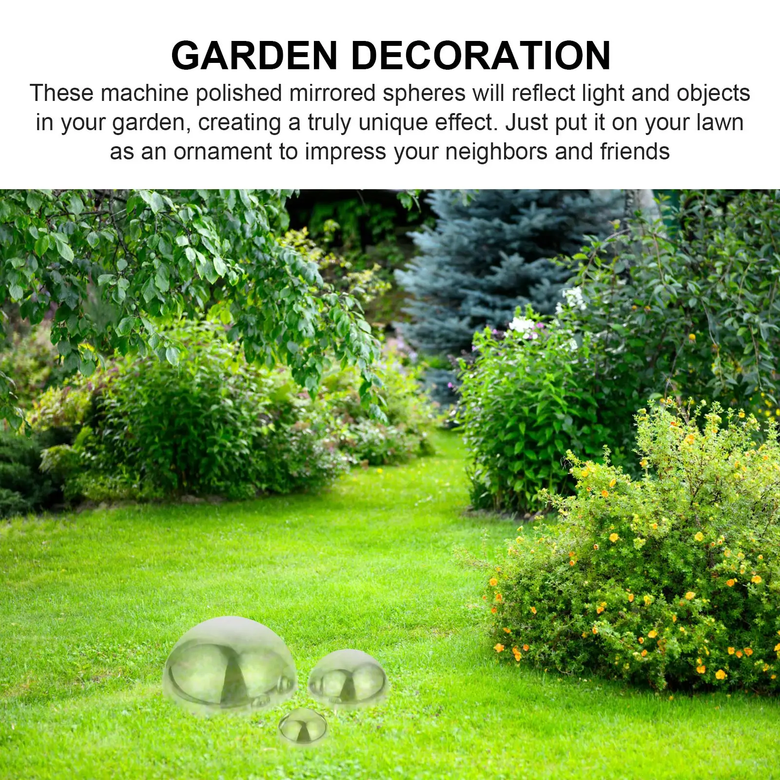 

3 pcs Stainless Steel Semi-Sphere Hollow Half Ball Decorative Mirror Gazing Ball Polished Corrosion Resistant Durable Wall