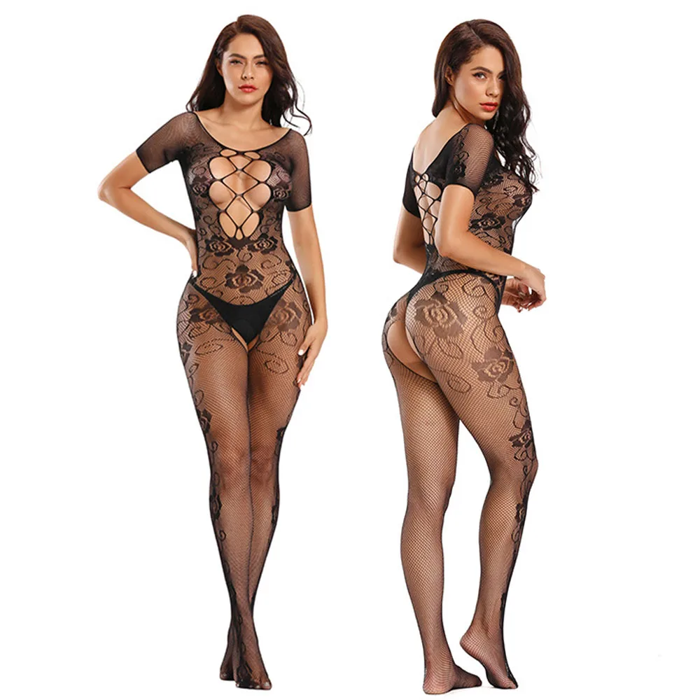 

One-pieces Sexy Lingerie Women Body Open Crotch Bodystocking Underwear Catsuit Bodysuit Mesh Fishnet Tights Erotic Sleepwear A31