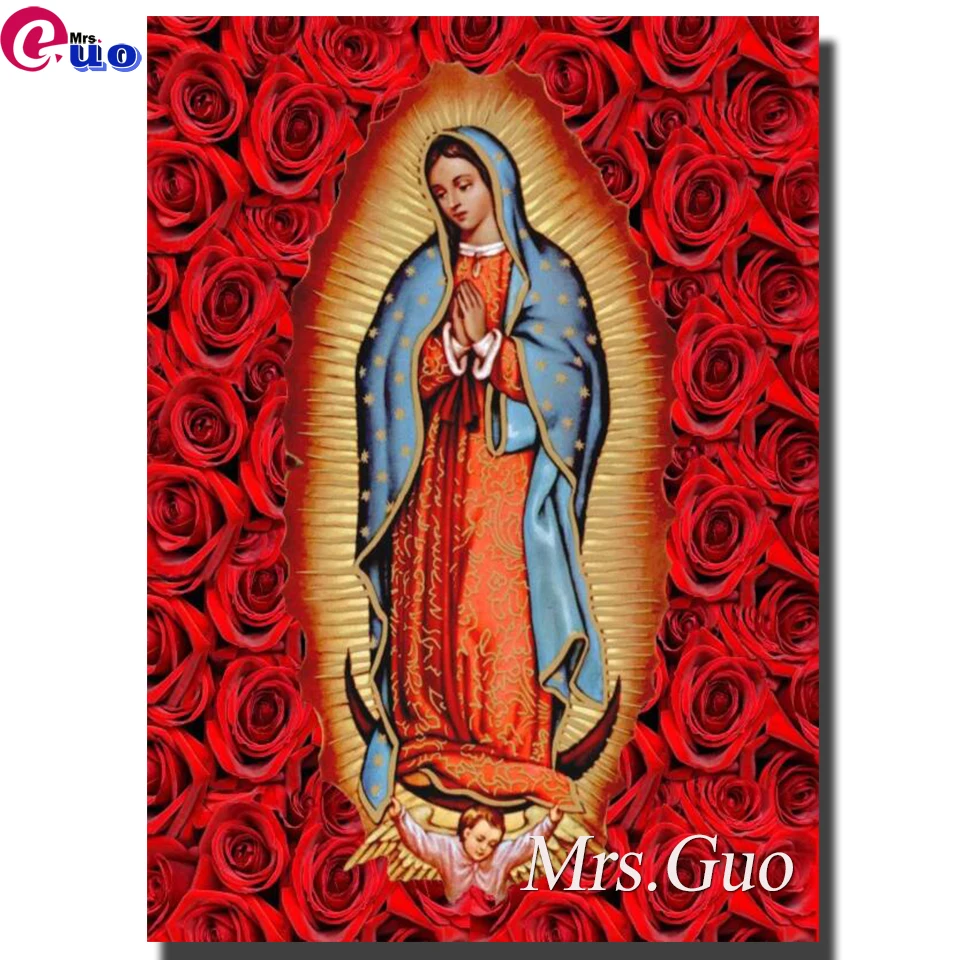 Full Square/Round Red rose Mexico Guadalupe Virgin Mary DIY Diamond Painting cross stitch mosaic Our Lady of Fatima embroidery